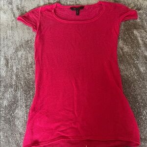 BCBG MaxAzria Hot Pink Short Sleeve Lightweight Crew Neck Semi Sheer Sweater M